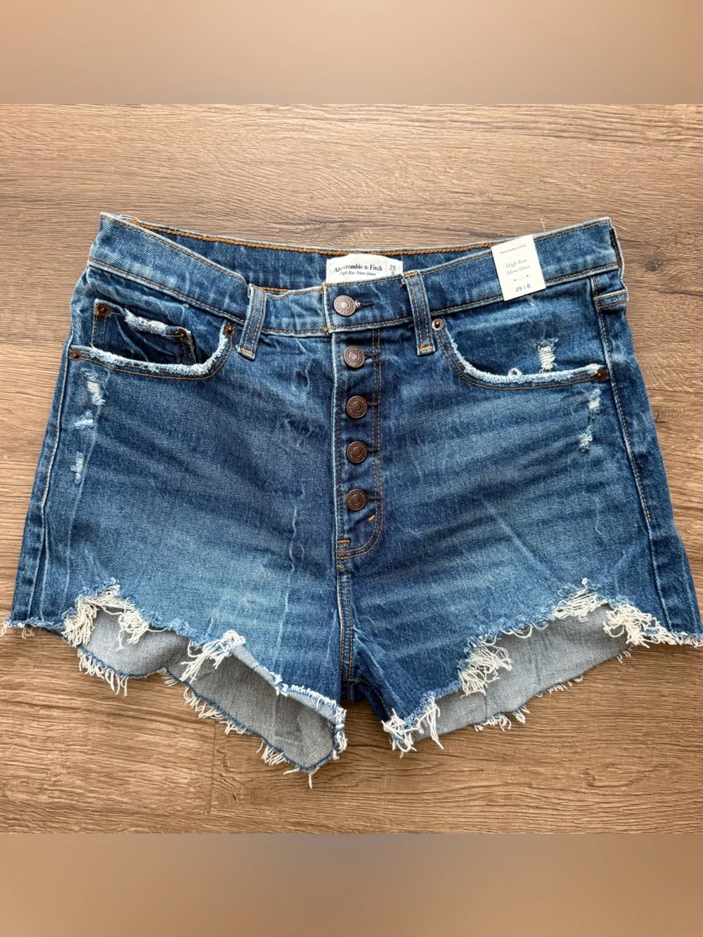 Abercrombie & Fitch High Rise Mom Shorts Size 29 / 8 Distressed Denim Cutoffs